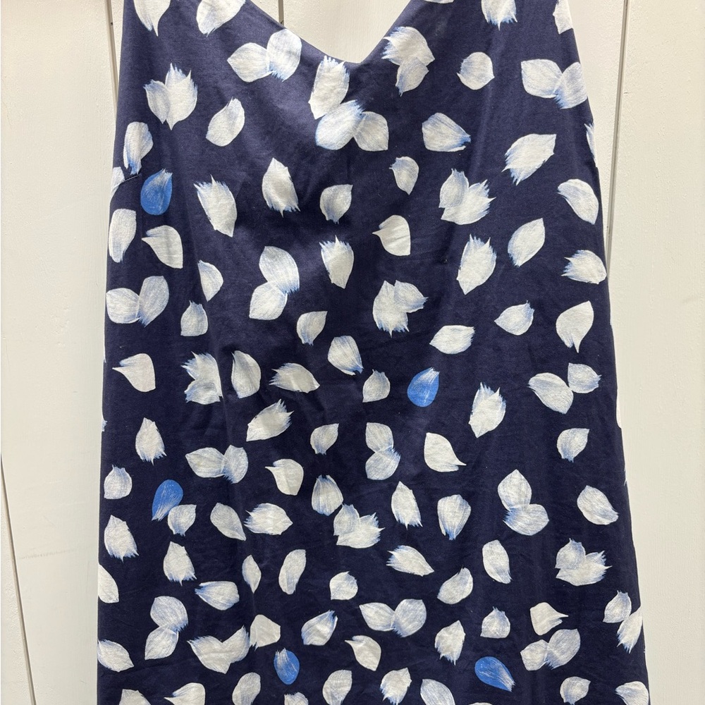 Scoop Navy and White Leaf Print Dress